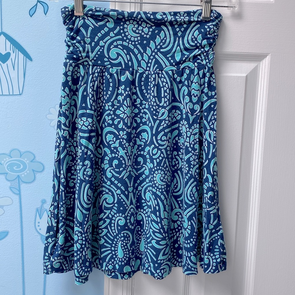 Cynthia Rowley Roll Top Blue Turquoise Paisley Print Summer Skirt Womens Size XS